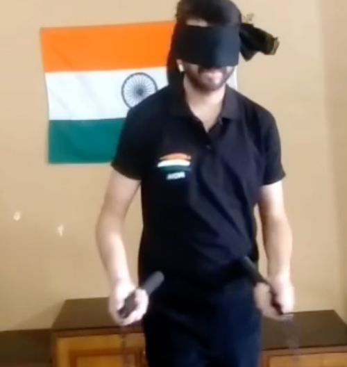 Most number of spins in a minute using 2 nunchuks simultaneously and being blind-folded (392)